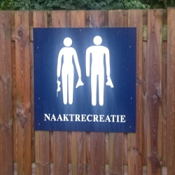 sexfitnessandfun:  Naked recreation for couples - a real pleasure! The wonderful sign says (in Dutch) that couples are free to take all their clothes off…it’s a great pleasure to be naked together and to have no shame about the fully innocent desire