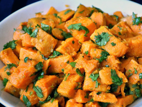 Sweet potatoes with lime-cilantro dressing