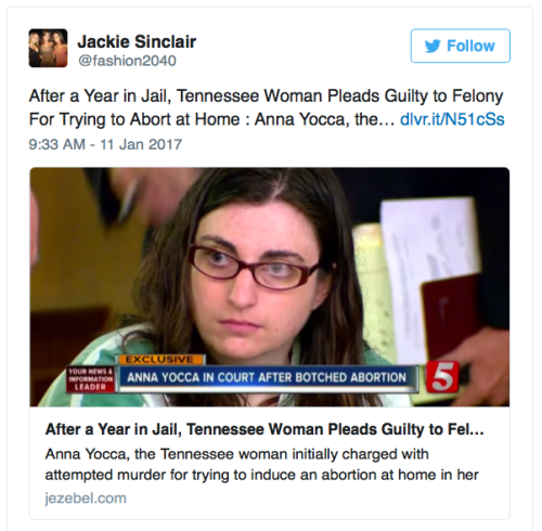 micdotcom:Jailed for a year, woman who tried to self-induce abortion pleads guilty to felony chargeA