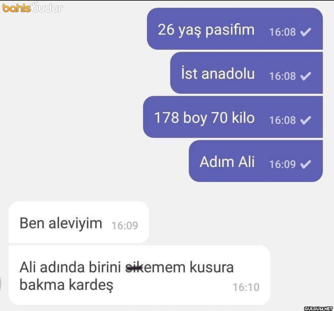 bahis budur Ben aleviyim...