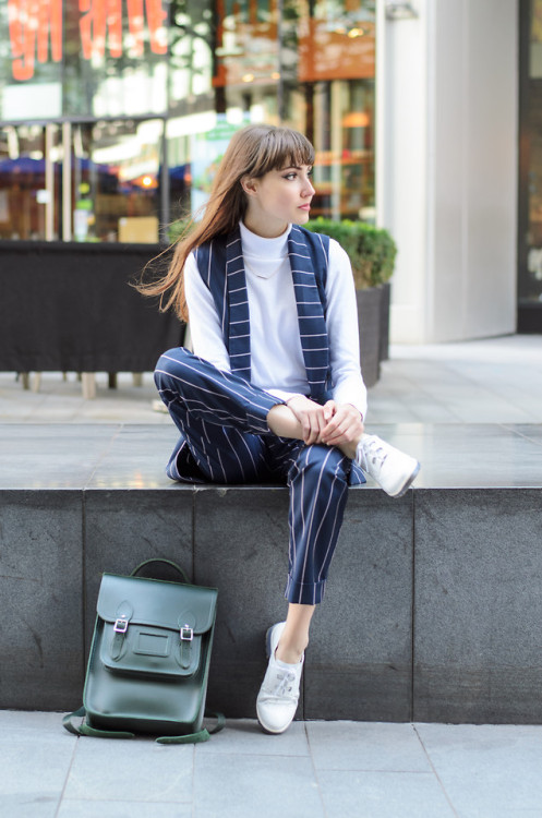 lookbookdotnu:  Polo-neck and pinstripes (by Daniella S.)