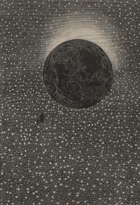 magictransistor:  Émile Bayard (engraved by Hildibrand), Autour de la Lune (All Around The Moon); Jules Verne, Paris, c. 1872.     