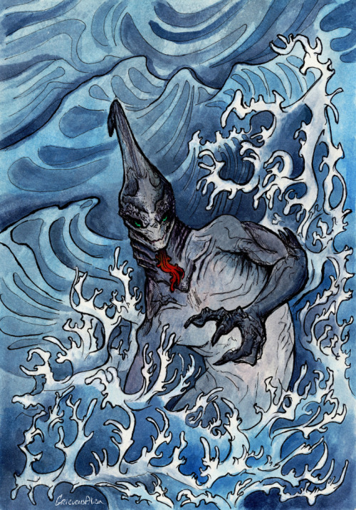  “Kojin” - a japanese yokai, sharkman.