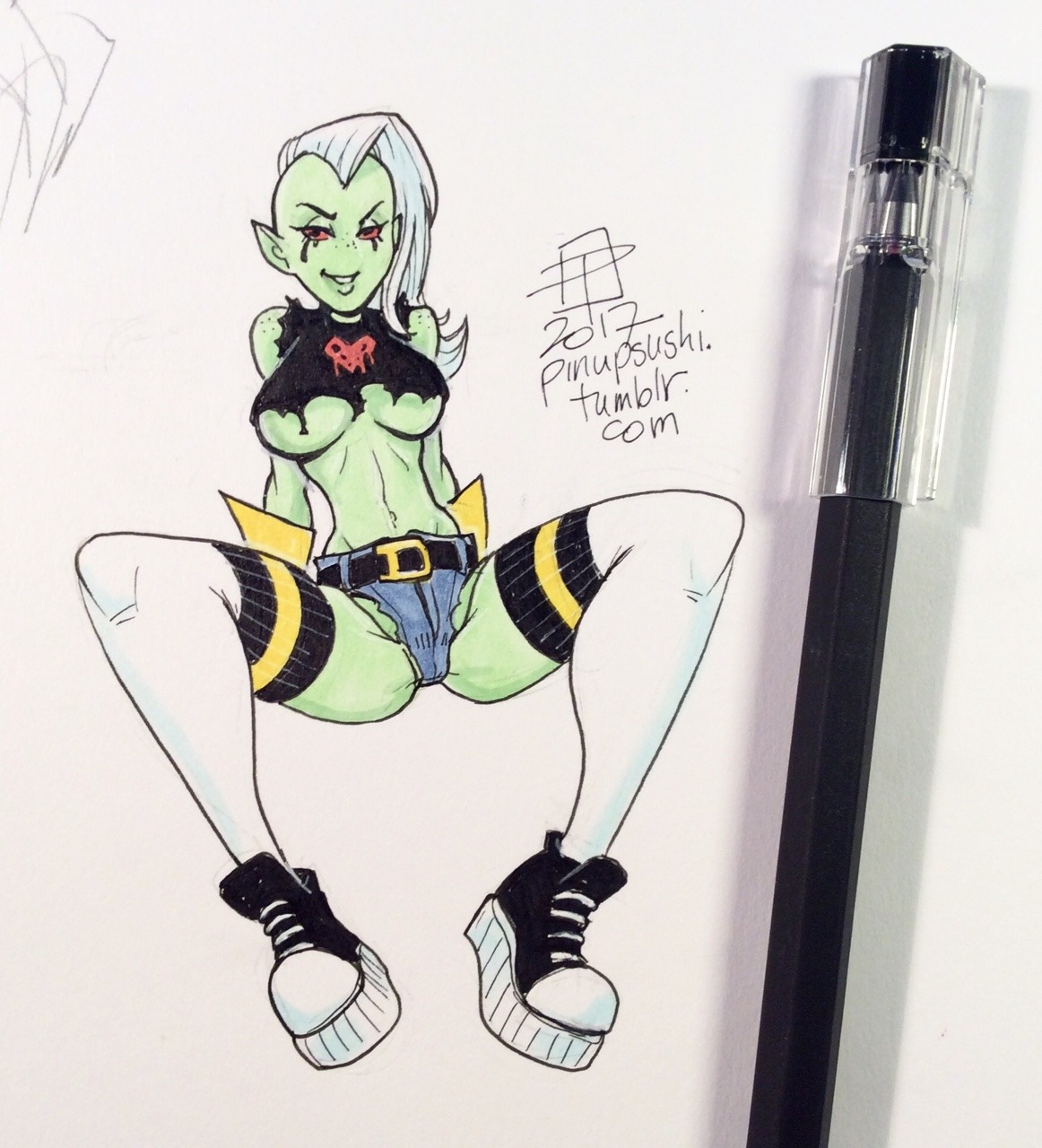 pinupsushi: Ink test #2  Lord Dominator is - and wants - the big “D”…  Trying