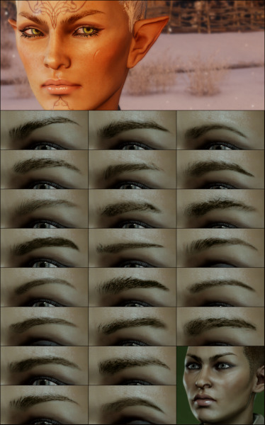 Finally it is here! My eyebrow mod!
This includes 22 eyebrows and 1 face texture (without eyebrows this time:))
Please be aware that this changes the eyebrows for npc’s aswell (not follower or advisers or anyone that has their own face texture) There...