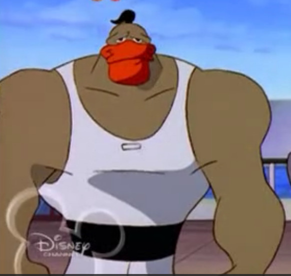 Grin Hardwing in his A-shirt / Sleeveless shirt / undershirt in Mighty Ducks Episode