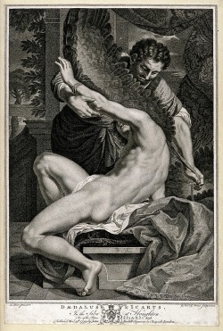 hadrian6:    Daedalus and Icarus. Stipple engraving by G.S. and J.G. Facius, 1779, after C. Lebrun. French 1619-1690.      http://hadrian6.tumblr.com