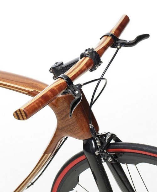 Lightweight bicycle made from wood and carbon fiber by CWBikes, Italy.