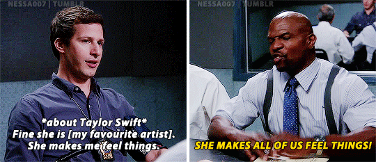 Daily TV and Film Gifs — nessa007: Jake Peralta + Taylor Swift