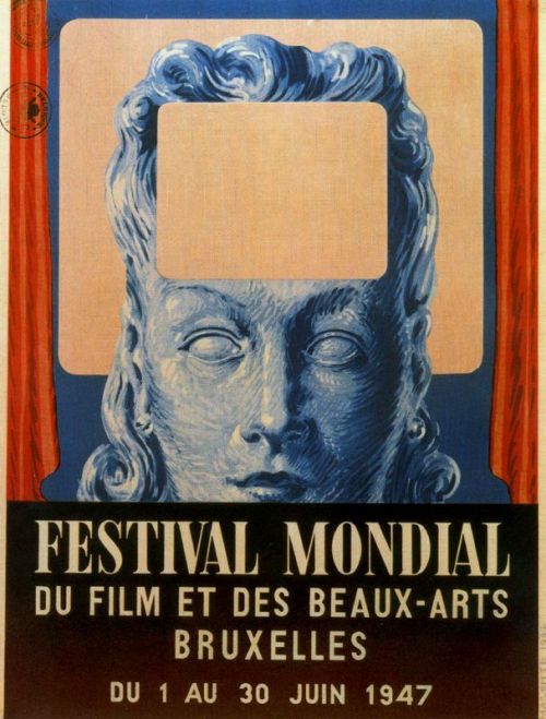surrealism-love: Poster of International festival of cinema and fine arts in Brussels (1947), 1947, 