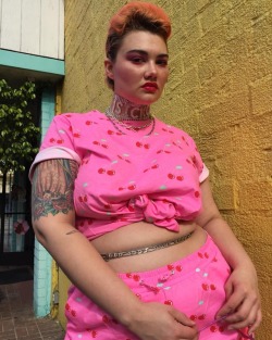 iflyastarship:HELLO WORLD! I’m your wild girl! 🍒🍒🍒 One more of this look cuz duh 😛  @hayleyelsaesser set + @sickocartel rhinestone choker