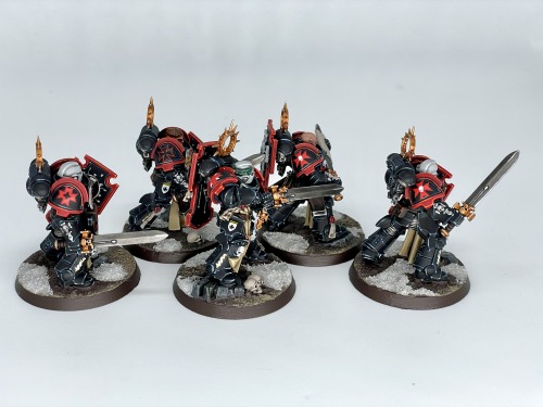 Black Templars Bladeguard Veterans, extremely detail-intensive models but I’m happy with how they ca