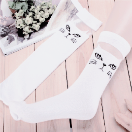 pinkune:Soft Cotton Knee High Socks