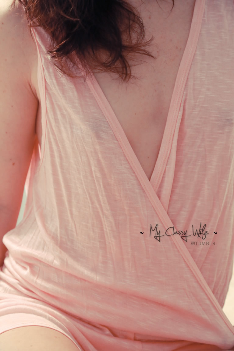 myclassywife:  Romper and easy access to her hard nipples, perfect for Tuesday!