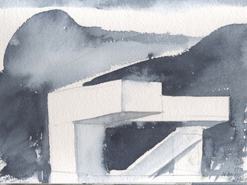 Nanjing SiFeng Art Museum Original watercolour sketch by Steven Holl