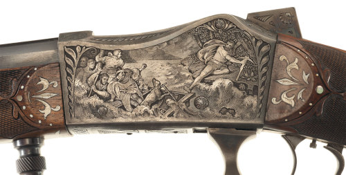 Custom Swiss engraved K. Zimmerman .22 caliber target rifle, late 19th century.