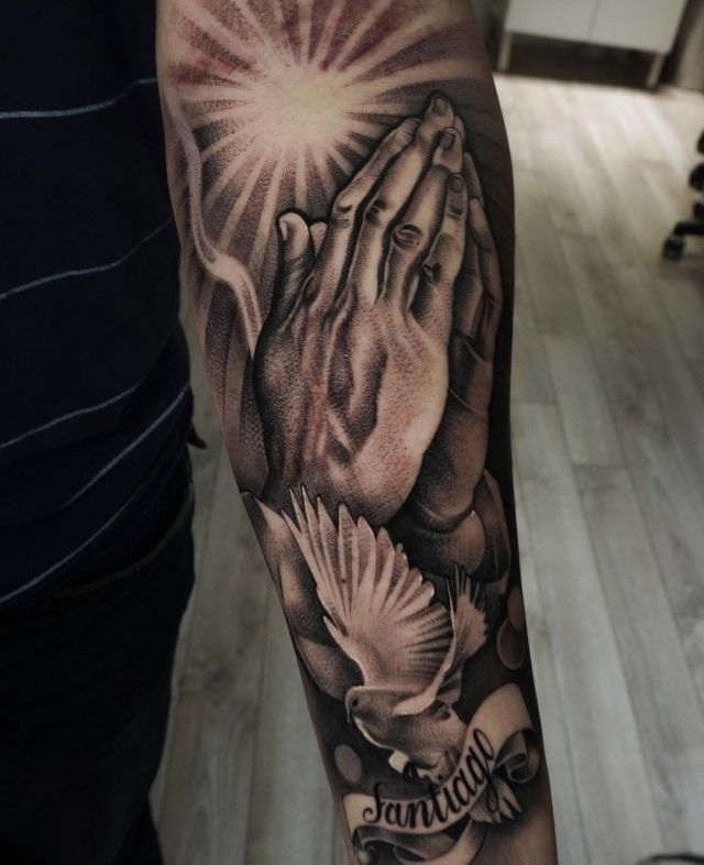 Dove Prayer Tattoo on Arm  Best Tattoo Ideas Gallery