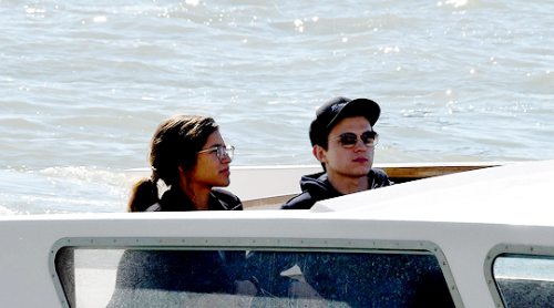 peteparkers:Tom Holland and Zendaya arriving in Venice, Italy