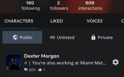 People Are Actually Using My Dexter Morgan Bot On C.ai. Im So Happy Right Now. Its Currently At 609 Interactions