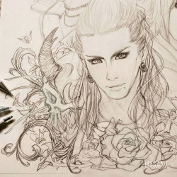 paradise-h:  Just wanted to show you the updated version of my drawing of Hiro so far (๑ˊ▵ॢˋ๑)…lines of part 1 of 3 are finished now… just 2 are left… I’m dying… ((유∀유|||))www.facebook.com/mysano 