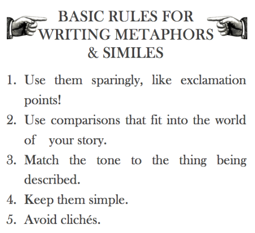 letswritesomenovels:RULE #1: Use them sparingly.Comparisons draw attention to themselves, like a sin