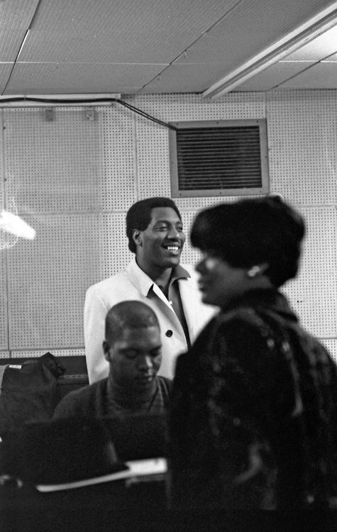 Mr. Otis Redding with Ms. Carla Thomas and Mr. Booker T. Jones of Booker T. and the Mg’s  in the stu