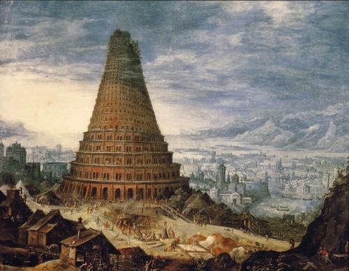 Lucas van Valckenborch (School), The Tower of Babel, 1587, oil on canvas, 35 x 42 cm., Kurpfälzische