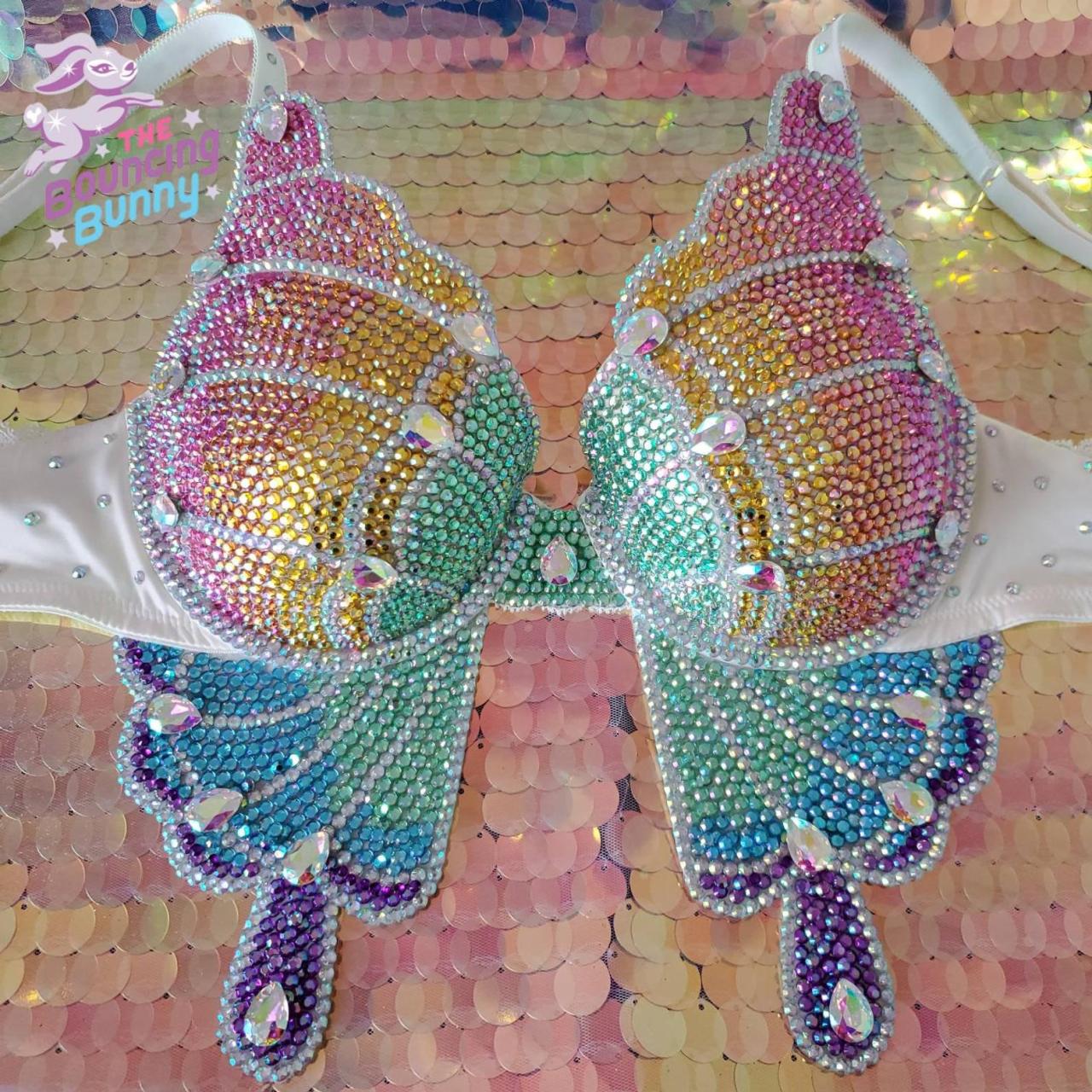 FestFashions — LOVE THIS Rainbow Rhinestone Butterfly Bra: The