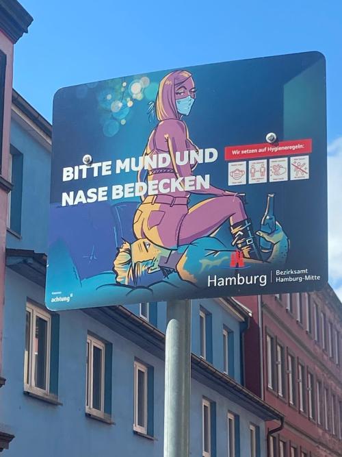 itsmypart:Public Health Sign in Hamburg Germany translates as ‘Please cover your mouth and nos