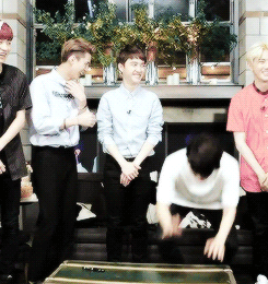 wooyoung:sehun struggling with his intro due to his sore throat