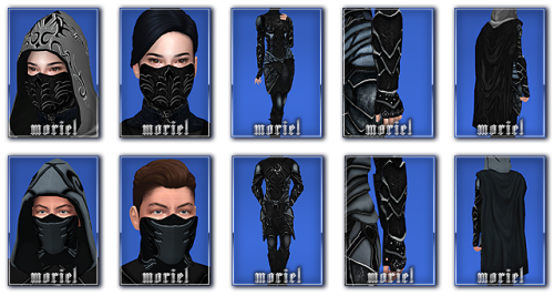 lady-moriel:Nightingale set10 items (5 fem and 5 male): outfit, mask (face piercing category), cloak