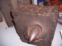 revin68:  A British 17 pdr round lodged in a block of armor from a Tiger I, which it failed to completely penetrate.