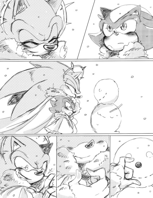 ku-sonicart:  MOSTER HEDGEHOG: ANGELS X DEMONS  Mini comic: “I want to show you what is snow“  SonicXBaby Shadow (MXR).