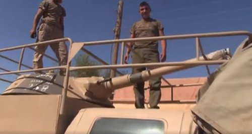enrique262:  One of the infamous ISIS pickup trucks armed with BMP-1 turrets captured by the Syrian Arab Army in Hatla, north of Deir Ezzor.SourceSpecial thanks to byzantinefox for the link!