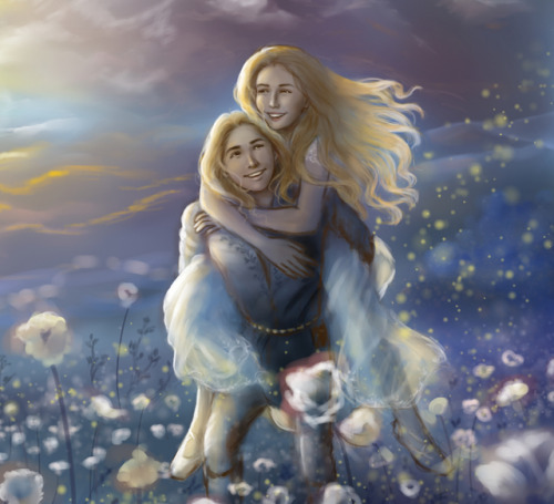 alystraea:Finrod and Amarie at the mingling of the lights.