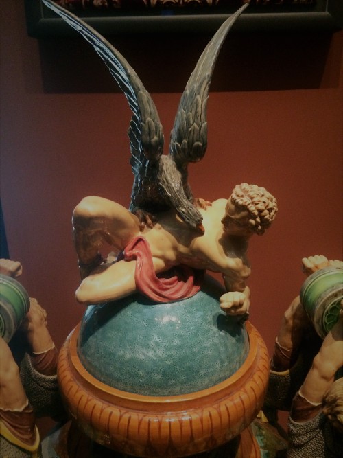 Vase with mythological figures. On the lid the mythical figure of Prometheus. (Albert and Victoria M