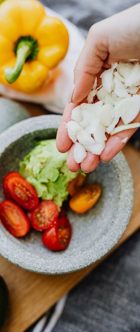 Guacamole With Onions, Cherry Tomatoes, Bell Peppers And Avocados Recipe