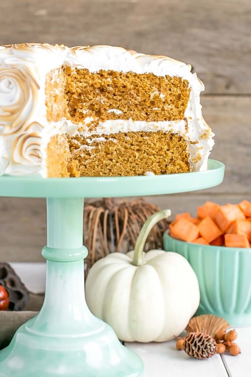 sweetoothgirl:SWEET POTATO CAKE WITH MARSHMALLOW FROSTING