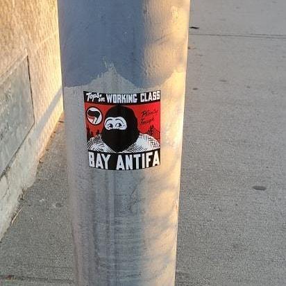 Antifa sticker seen in South San Francisco, California