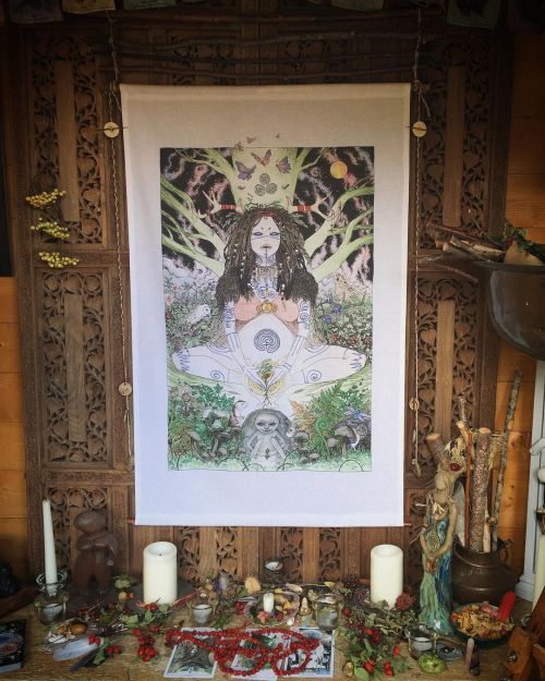 On the eve of the autumn equinox I am taking down the ‘Birthing Shaman’ altar scroll from my altar s