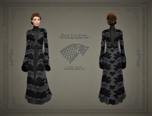 Simblreen treat #3: This dress is inspired by Catelyn Stark’s black leaf gown. It is very similar to