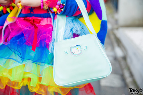 tokyo-fashion:20-year-old Sasakure on the street in Harajuku wearing a decora look that features l