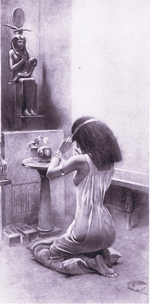 egypt-museum:An Egyptian woman at her devotions, 1925Illustration by AmédéeForestier (French, 1854-1