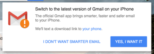 confirmshaming: Not even Gmail is above #confirmshaming.  I expected more, Google. &ldquo;I