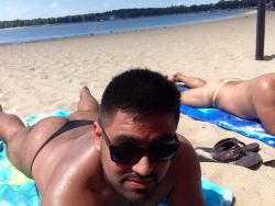 Thong-Jock:  Fuck Ya. Papi Chulos Thonging On The Beach!