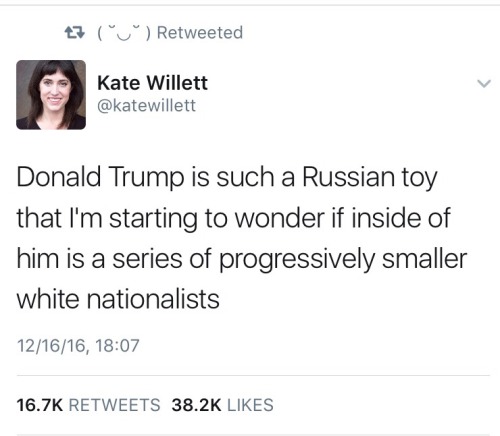 feelingswithbrandy: oinonio: “Donald Trump is such a Russian toy that I’m staring to won