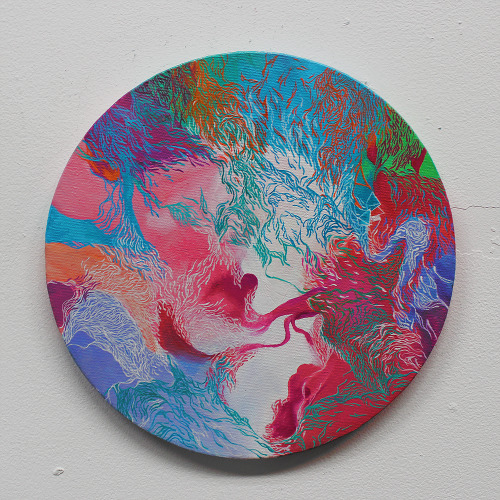 menteurmenteur:WORLD #4Oil paint on round canvas15 cm diameter