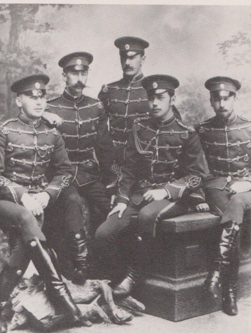 The future Nicholas II with officers of His Majesty’s Guard regiment.