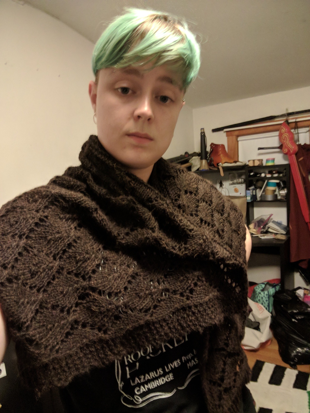 Berroco Ultra Alpaca has become my go-to Big Scarf Shawl Thingy yarn - it’s a nice yarn both size and feel-wise, and it shows details really nicely. This pattern was intended to make a cowl/poncho kind of thing but I wasn’t a huge fan of the shape so...