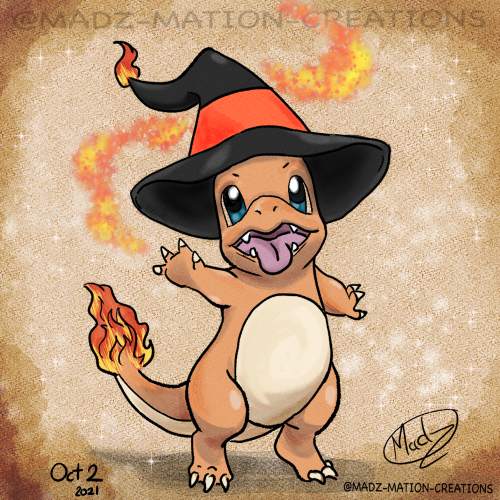 Ink-Tober Day 2. More for my Pokemon of Gen 1 in witch hats! Charmander